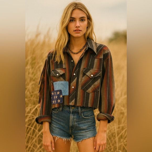 Tricia Fix Jackets & Blazers - Tricia Fix Cropped Western Flannel